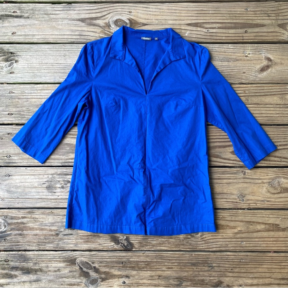 Amélline Bright Blue Stretch Cotton Shirt